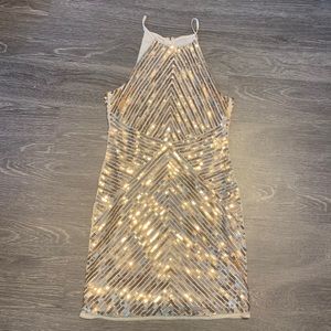Lulu’s Ace of Spades ♠️ Gold Sequin BodyCon Dress Size L